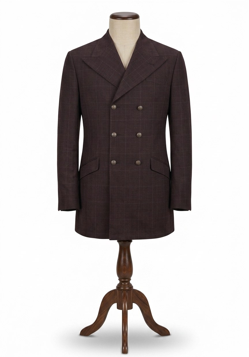 Structured bespoke overcoat on a tailor's form