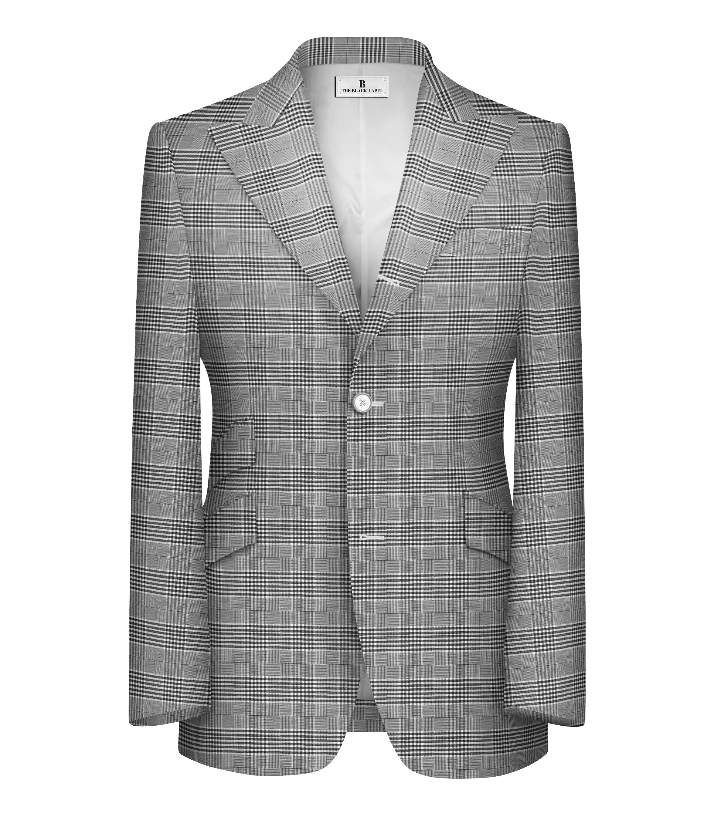 PRESTON SINGLE BREASTED GREY WITH WHITE AND BLACK CHECKERED JACKET