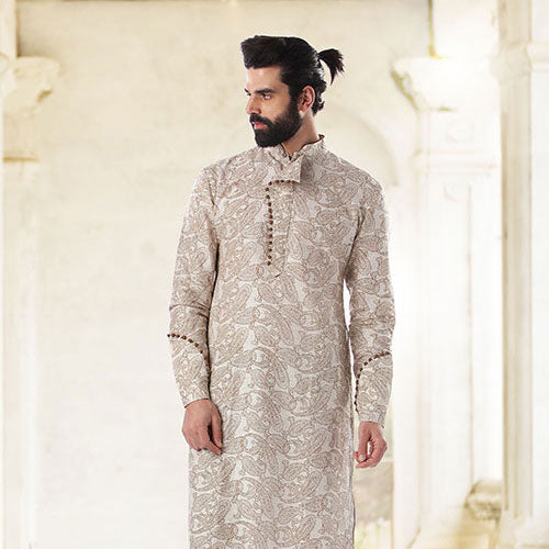 BRUNSWICK PAISLEY PRINTED LINEN KURTA WITH LINEN PANTS.
