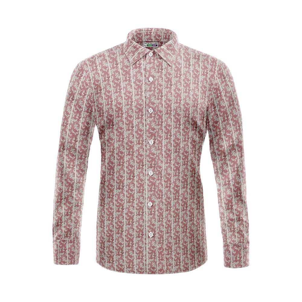 Unique Light Pink Floral Shirt with Stripes